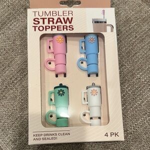 Colorful Tumbler Straw Toppers 4-Pack